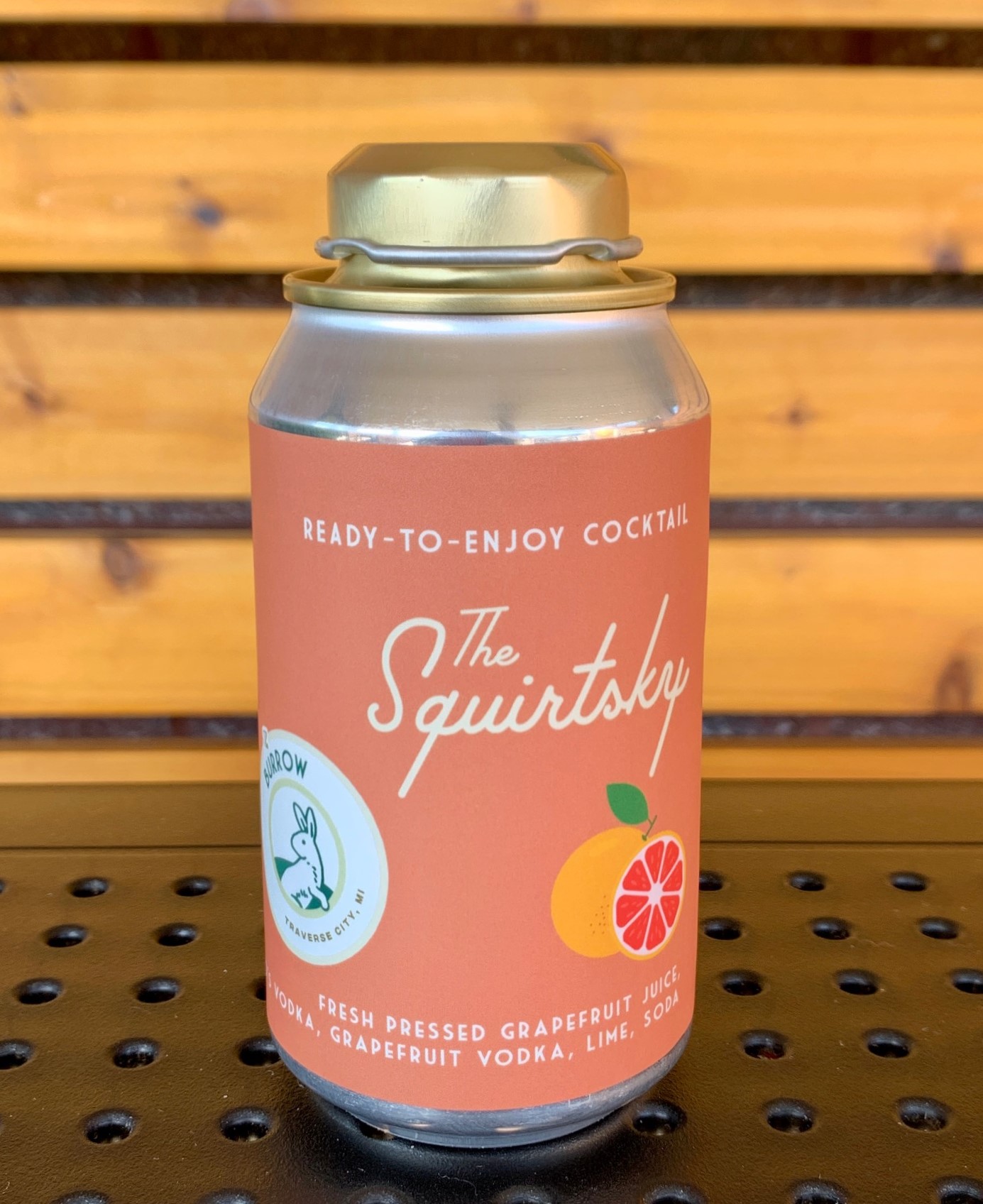 canned cocktail from The Burrow TC restaurant